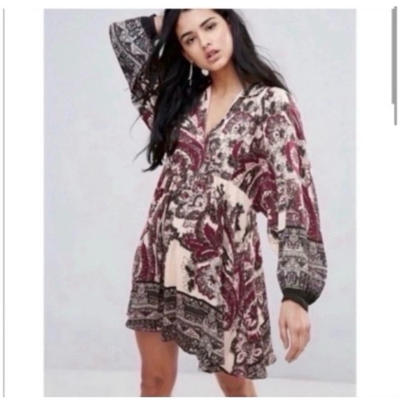 FREE PEOPLE Boho Satin Mini Dress - Picture 3 of 9